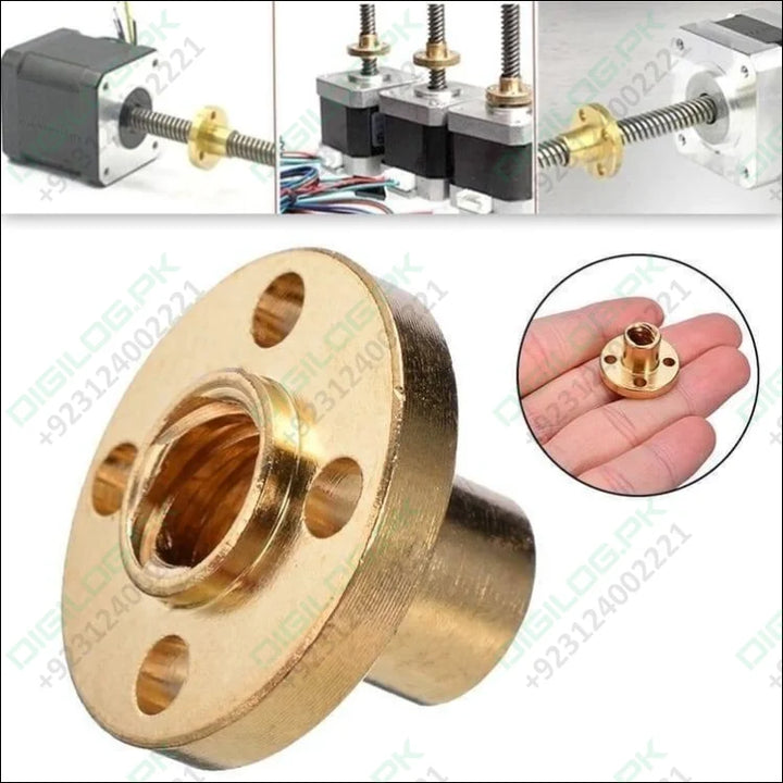 T8 400mmx8mm Screw Threaded Rod With Brass Nut
