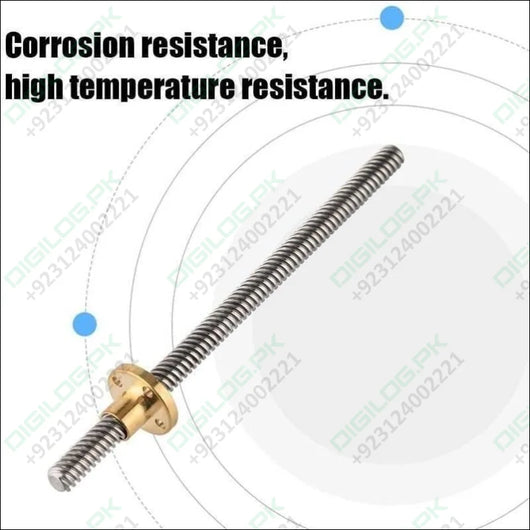 T8 400mmx8mm Screw Threaded Rod With Brass Nut