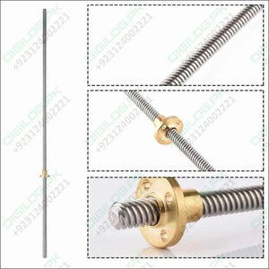 T8 400mmx8mm Screw Threaded Rod With Brass Nut