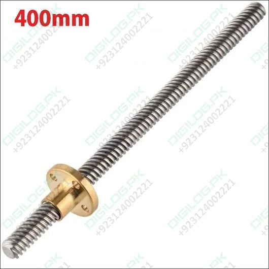 T8 400mmx8mm Screw Threaded Rod With Brass Nut