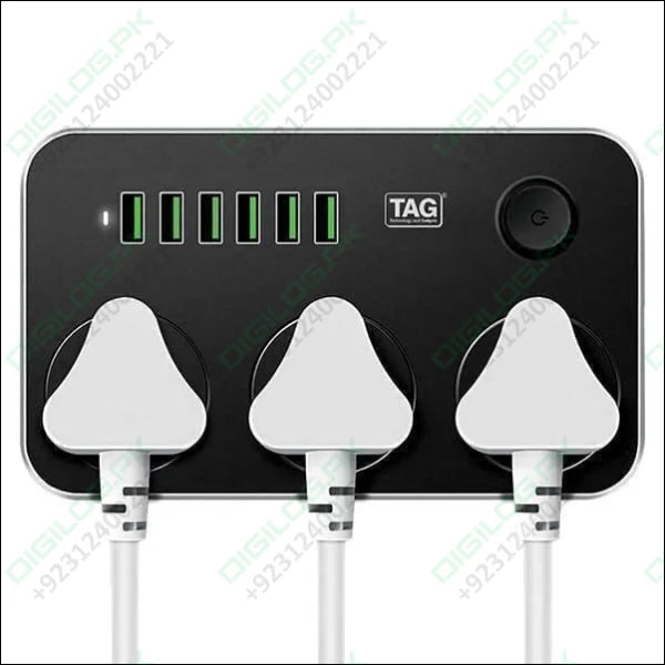 High Quality 3 Power Socket 6 Usb Ports Extension Lead Wire