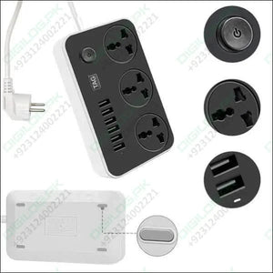 High Quality 3 Power Socket 6 Usb Ports Extension Lead Wire