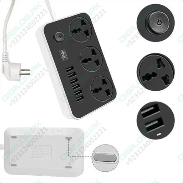 High Quality 3 Power Socket 6 Usb Ports Extension Lead Wire