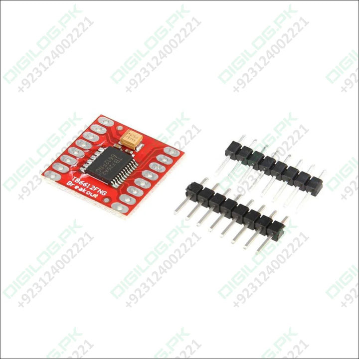 Red TB6612FNG Motor Driver Module for Arduino with integrated circuit and header pins