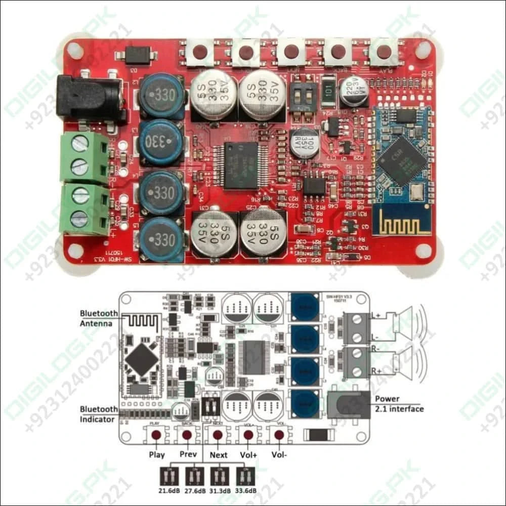 Tda7492 12v 24v 50w + Wireless Bluetooth 4.0 Audio Receiver