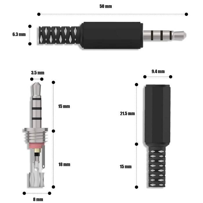Trrs Male Plug 4 Pole 1/8’ 3.5mm Solder Type Diy Audio