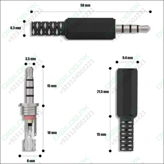 Trrs Male Plug 4 Pole 1/8’ 3.5mm Solder Type Diy Audio