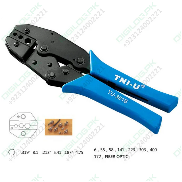 TU-301B Multifunctional Ratchet Crimping Pliers BNC 3 Hole Hexagonal Cold Press Pliers Coaxial Cable