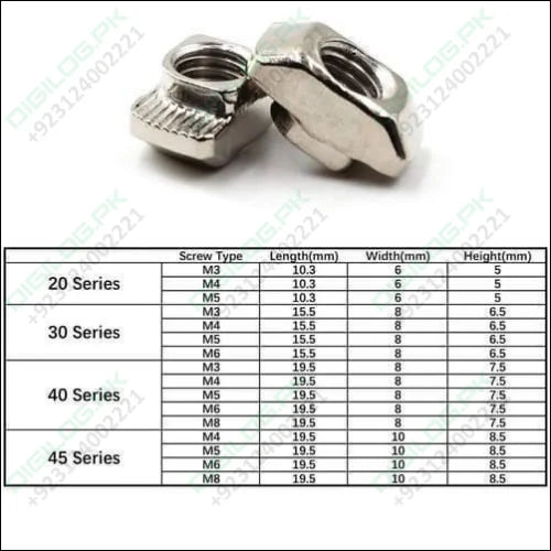 40XM5 T Slot Nut M5 Thread For 40 Series European Aluminium