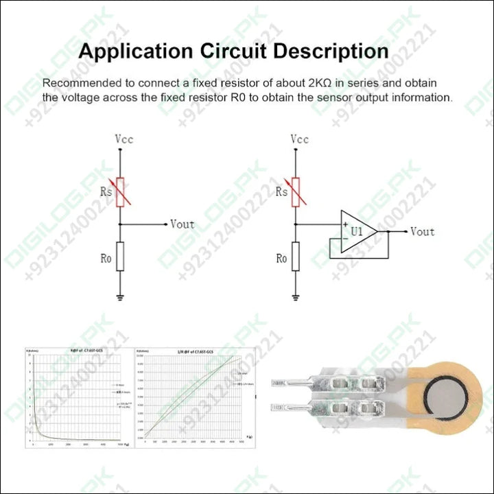 Thin Film Pressure Sensor Force Sensitive Sensing Resistor FSR High Precise 10g to 5Kg RP-C7.6-ST-GCS