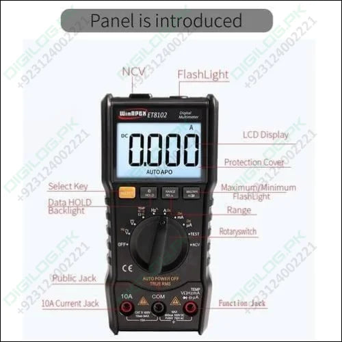 Et8102 True Rms Digital Display Pocket Size Multimeter