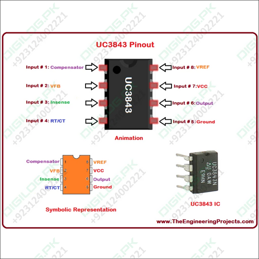 UC3843 Current Mode PWM Controller IC DIP - 8 Package