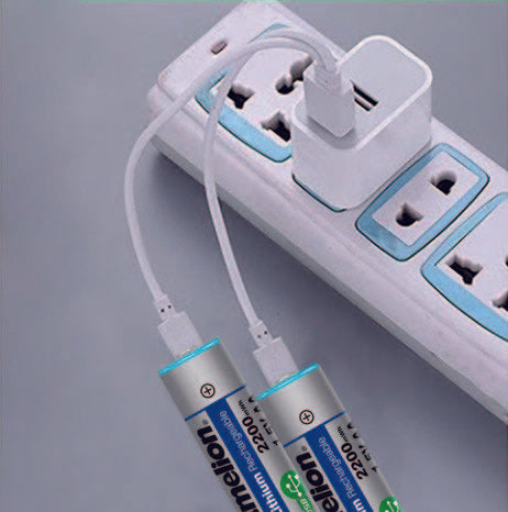 2PCS AAA CELL Camelion USB C Rechargeable Lithium Batteries AAA – 1.5V – 650mWh - Battery