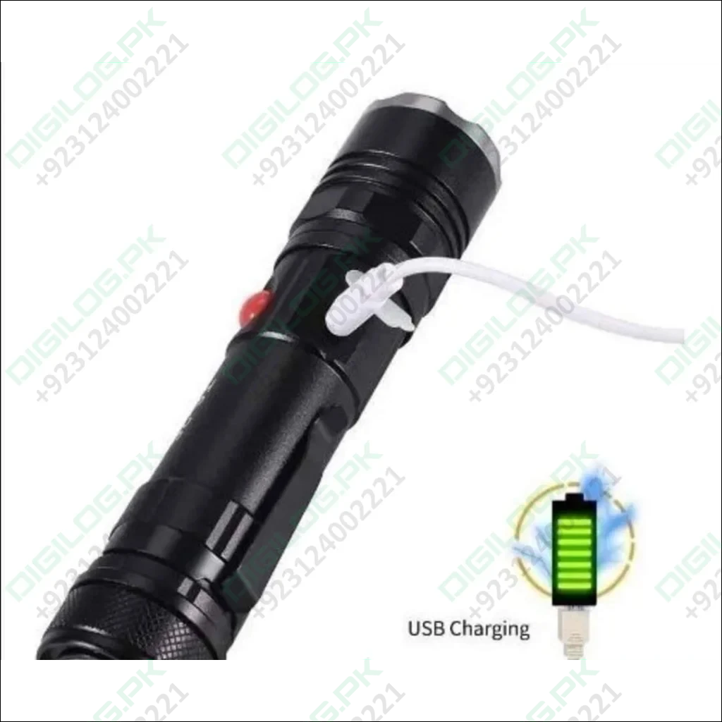 Usb Rechargeable Zoomable Led Flashlight Camping Torch Lamp