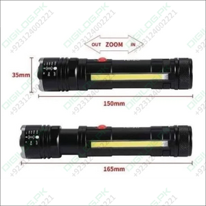 Usb Rechargeable Zoomable Led Flashlight Camping Torch Lamp