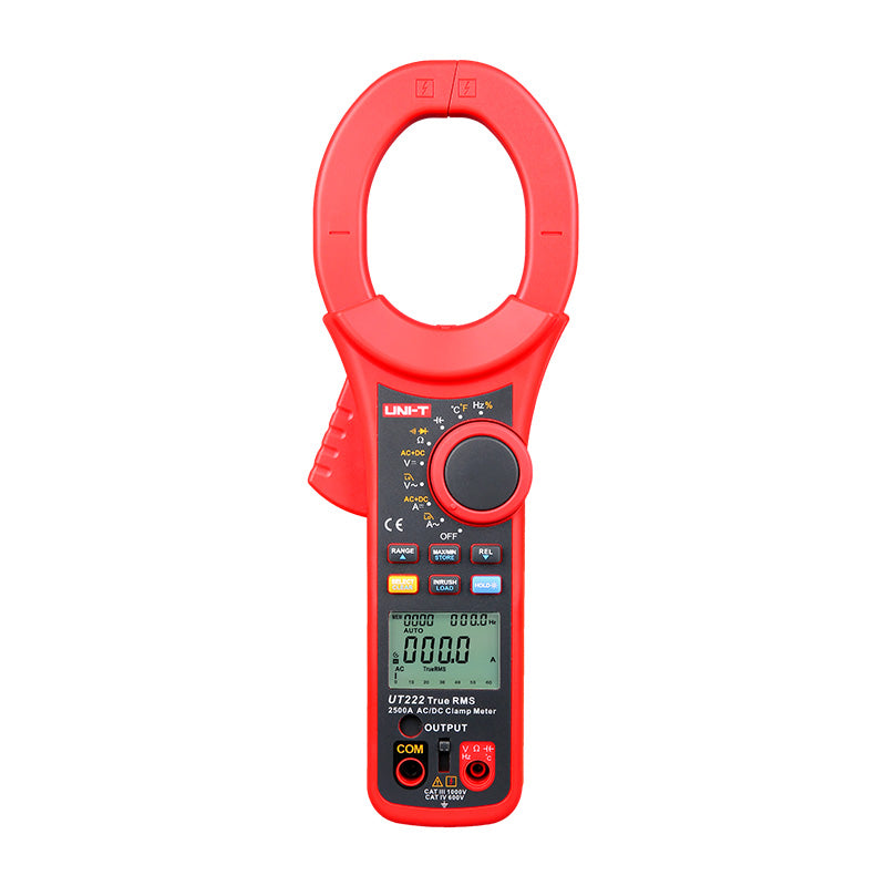 UNI-T UT222 true RMS 2500A AC DC large-jaw digital clamp meter front