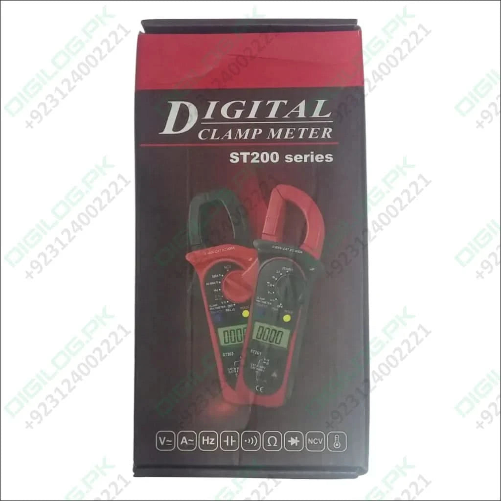 ST-203 + Digital Clamp Multimeter DC/AC Voltage & Current resistance frequency duty cycle continuity Tester.