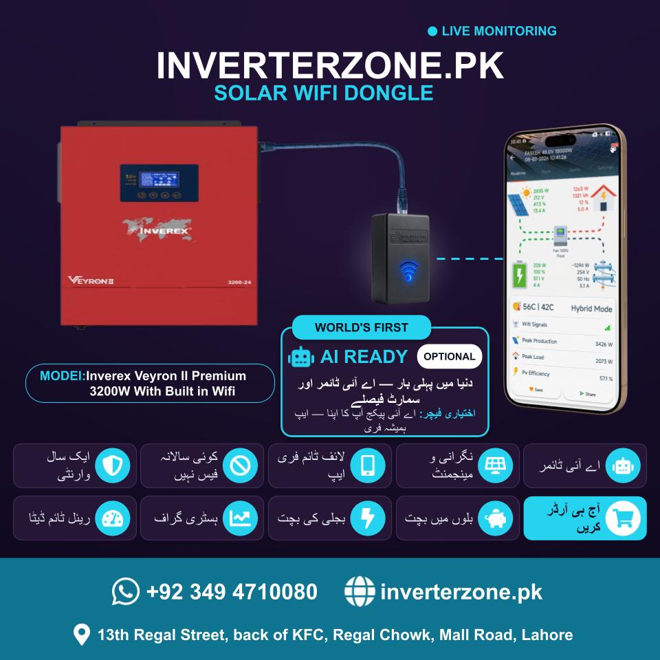 Inverterzone Veyron II Premium 3200W With Built in Wifi Special Model Solar WiFi Dongle