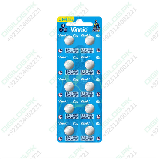 Vinnic Alkaline Button Cell Battery LR44 10 Pcs In Pakistan