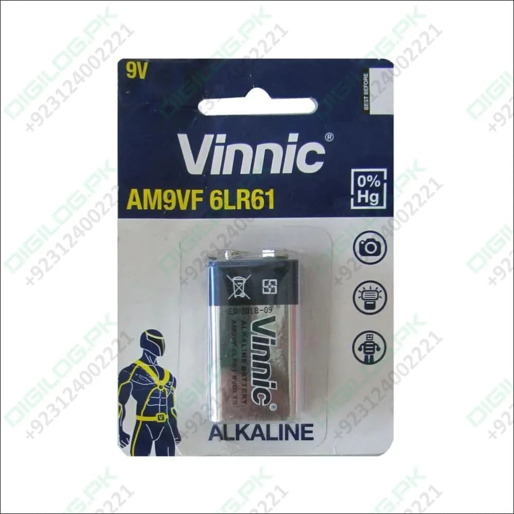 Vinnic Alkaline 9V Battery High Quality AM9VF 6LR61 – Digilog.pk