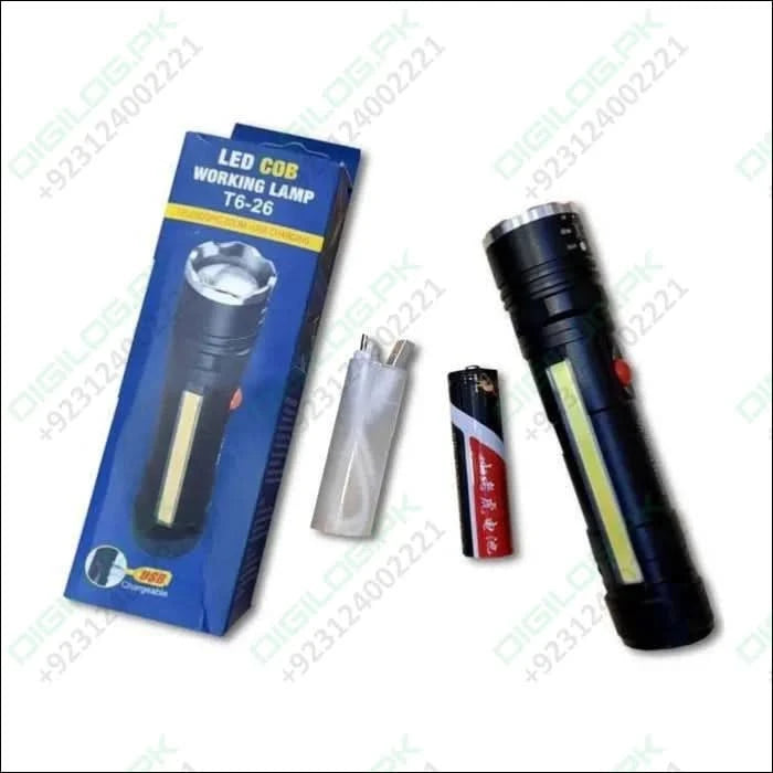 Usb Rechargeable Zoomable Led Flashlight Camping Torch Lamp