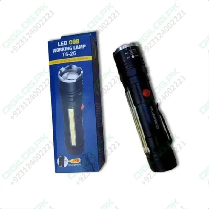 Usb Rechargeable Zoomable Led Flashlight Camping Torch Lamp