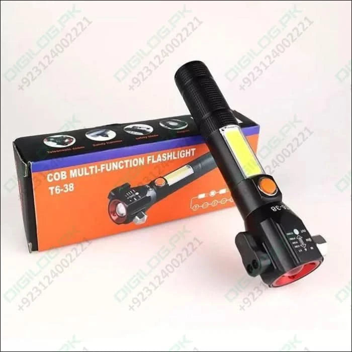 Water Proof Zoom Able Emergency Cob Flash Light Led Safety