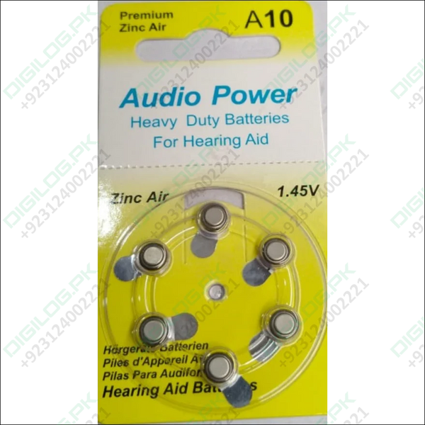 Audio Power-hearing Aid Batteries (pack Of 6 Cells) A10