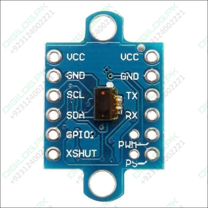 Blue breakout board with labeled pins for VL53L0X laser distance sensor in Pakistan