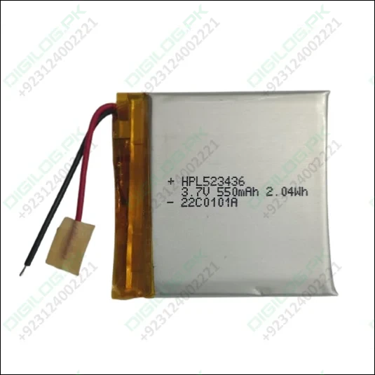 3.7V 550mah HPL523436 lithium ion Battery in Pakistan