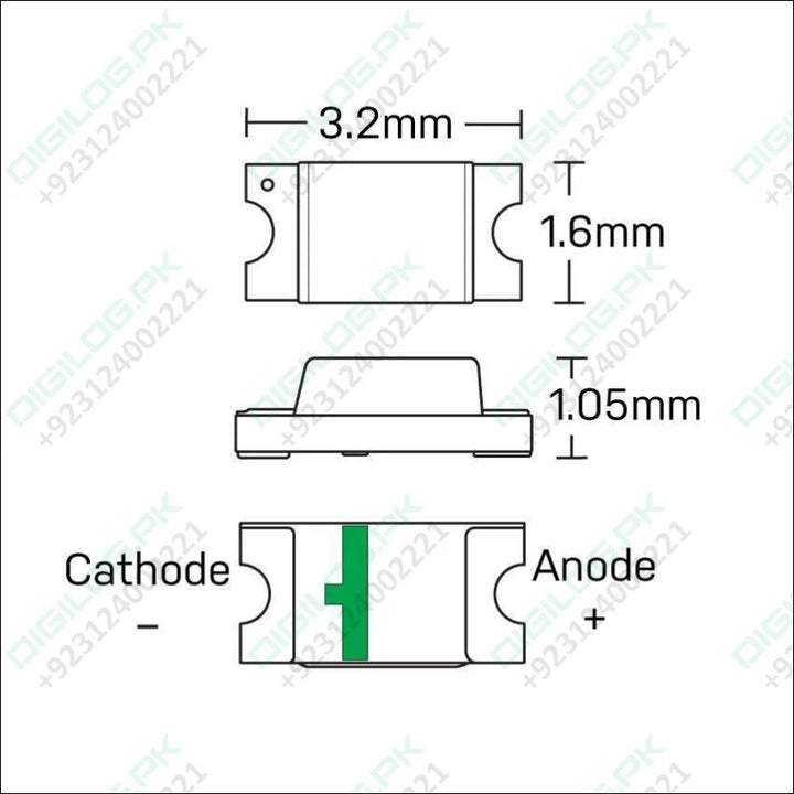 White Smd 1206 Led Super Bright Light Emitting Diode