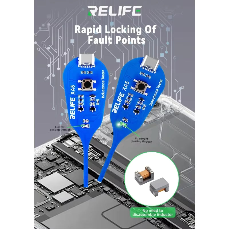 RELIFE XA5 Inductance Tester Electromagnetic Non-Contact Fault Detection Tool for Phones PCB Motherboard Repair Diagnostics