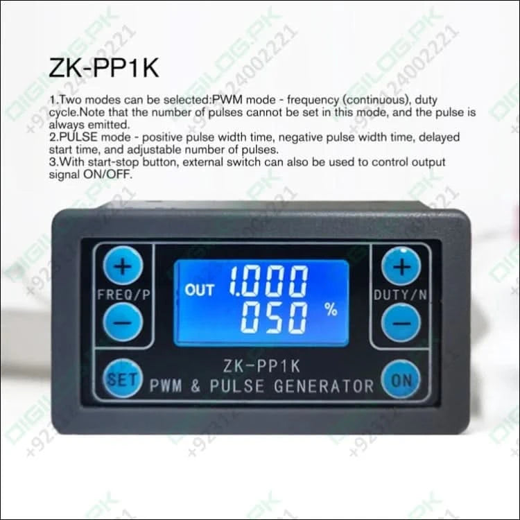 ZK-PP1K PWM Signal Generator Module – Dual Mode 1Hz–150kHz LCD Display Delay Pulse Width Frequency & Duty Control