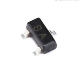 A1015 2SA1015 MMBT1015 2SA1015LT1 1015 SMD Ba Transistor PNP 50V 150mA 250mW Sot-23 - a small black electronic component in a SOT-23 package with three metal pins and the letters BA printed on the top surface.