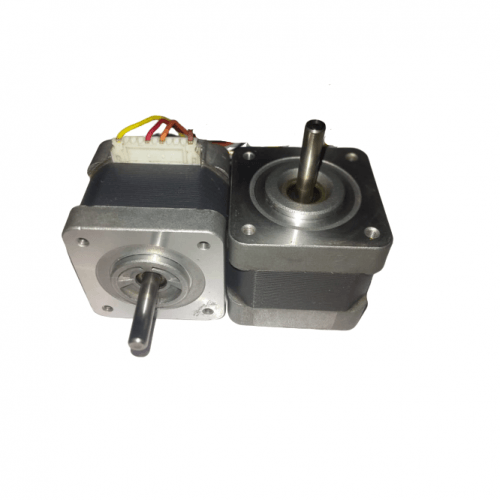 A4988 Compatible NEMA17 NEMA 17 Stepper Motor For 3d Printer - two silver and black square-bodied motors with metal shafts and white electrical connectors on one unit.