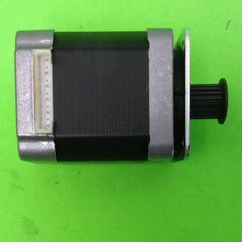 A4988 DRV8825 Compatible NEMA 17 Stepper Motor With GT2 Compatible Pulley - a black and silver cylindrical motor body with a white electrical connector port on the side.