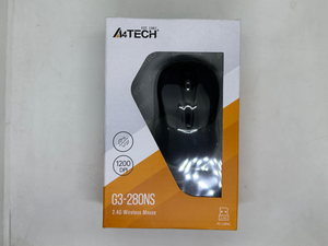 A4tech G3-280NS 2.4g Wireless Mouse – 1200 Dpi V-track Silent - in its original retail packaging box, showing the black mouse through a clear window and printed product specs.