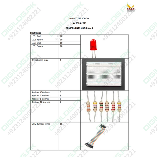 Soar Stem school AY 2024-25 Component list for Grade 7