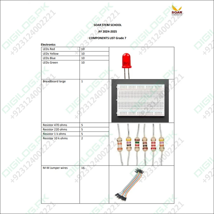 Soar Stem school AY 2024-25 Component list for Grade 7