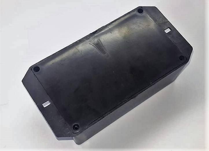 ABS PCB Enclosures Box Electronics Enclosures Box Electronics Project Box - a rectangular black plastic project box featuring four corner screw holes and two side slots for mounting.