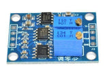AD620 Instrumentation Amplifier Module - a blue rectangular circuit board with three integrated circuits, two blue potentiometers, and side pin headers.