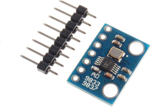 AD9833 AD9837 Programmable Signal Function Generator - Dds For Arduino - a blue rectangular circuit board with a chip and a separate 8-pin header strip.