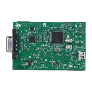 AFE4490 Integrated Analog Front End (afe) For Pulse Oximeters Evaluation Module - a green rectangular circuit board featuring a large connector on the left, a micro-USB port on the right, and various components.