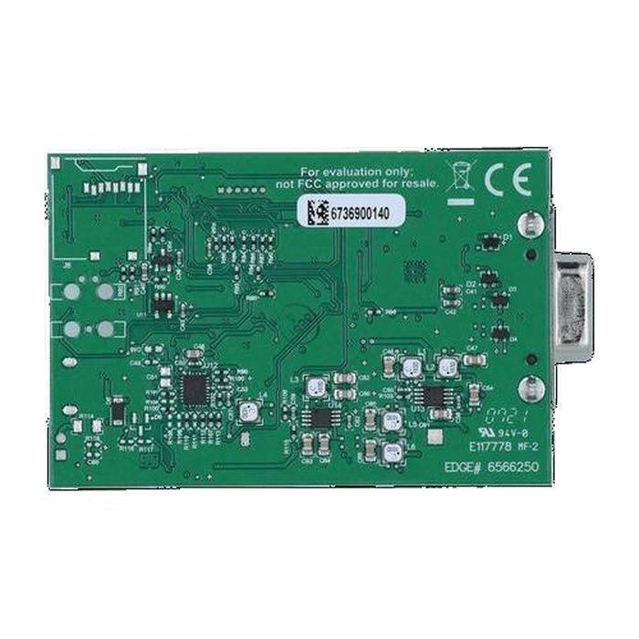 AFE4490 Integrated Analog Front End (afe) For Pulse Oximeters Evaluation Module - a green rectangular circuit board with a silver connector port on the right.