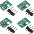 AHT20 I2c Temperature And Humidity Sensor High Precision Digital Module Arduino - four green circuit boards with sensors and four separate four-pin male header connectors.
