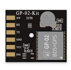 AI-thinker Gp-02-kit Development Board - a black rectangular PCB featuring a central GP-02 BDS+GPS module and six labeled connection pads on the left.