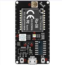 AI-thinker Nodemcu-ra-08-kit Development Board - a black rectangular circuit board featuring a central Ra-08 module, micro-USB port, and two buttons.
