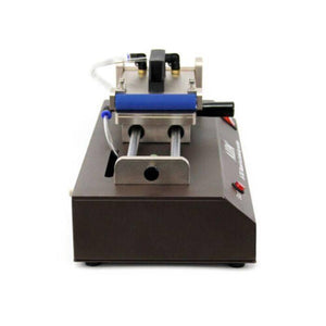 Aida A-761 Automatic LCD Touch Screen Film Laminator Oca Laminating Machine For Phone - a brown benchtop device with a metal frame, a blue roller, pneumatic hoses, and a red power switch.