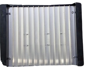 AK4860 50A Solar Charge Controller PWM Type - the silver-coloured aluminum heat sink fins on the back of the device with black mounting brackets.
