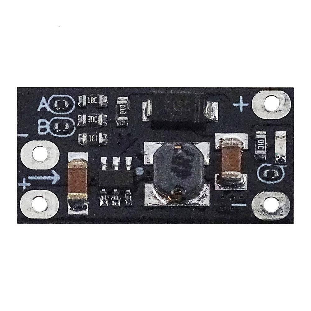 AL253 Boost Converter For Internet Router 5V 9V 12 DC Output Mini Converter Boost Step Ptcl D Link Tp Link - a small black rectangular electronic circuit board with a central inductor, capacitors, and four circular mounting holes.
